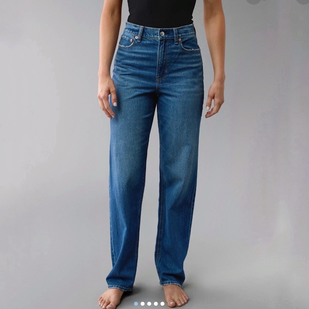 American eagle AE Strigid Super High-Waisted Baggy Straight blue Jeans 00 short
